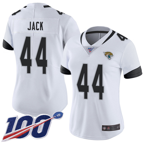 Nike Jacksonville Jaguars #44 Myles Jack White Women Stitched NFL 100th Season Vapor Limited Jersey